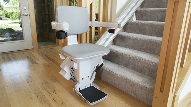 Bruno Elite indoor stairlift parked on a staircase