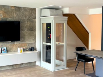 The cab of a Bruno Connect Compact home elevator from the side