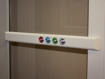 Bruno Connect XL home elevator's handrail with controls
