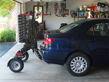 Bruno Chariot in parked position in garage