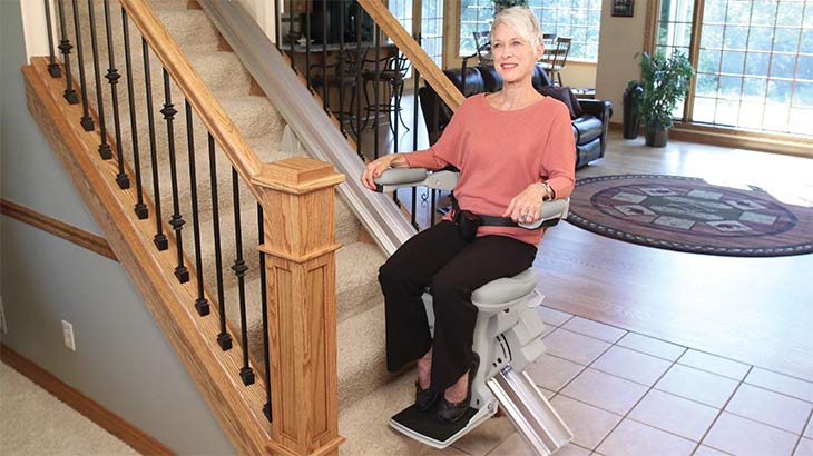 bruno elite straight indoor stair lift in a house entryway 