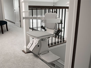 Bruno Elan straight stairlift seat rotated for user exit