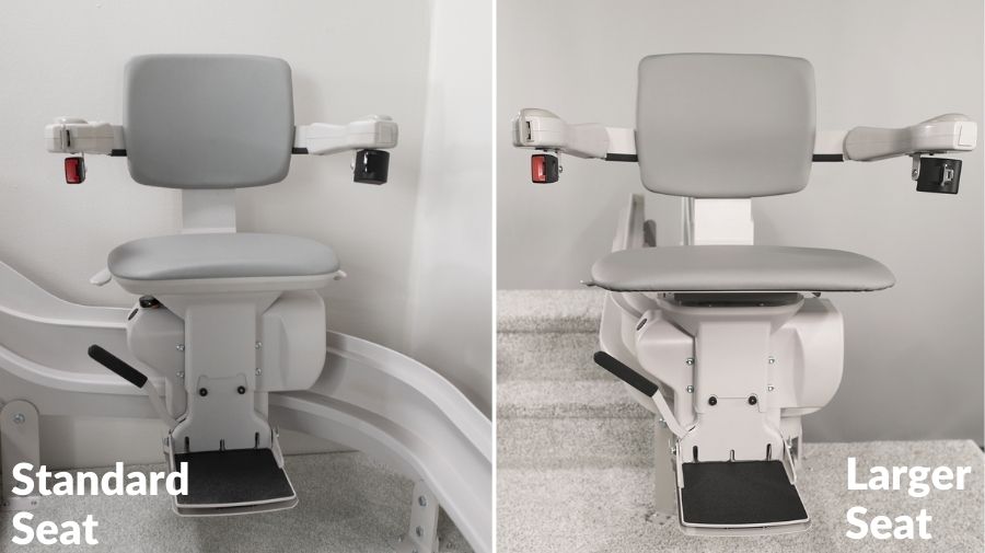 Bruno Elite curved indoor stairlift with seat and arms folded up