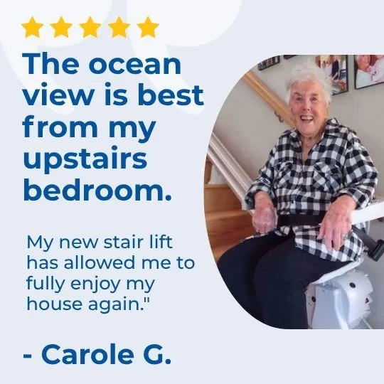 an older woman sitting on a stair case