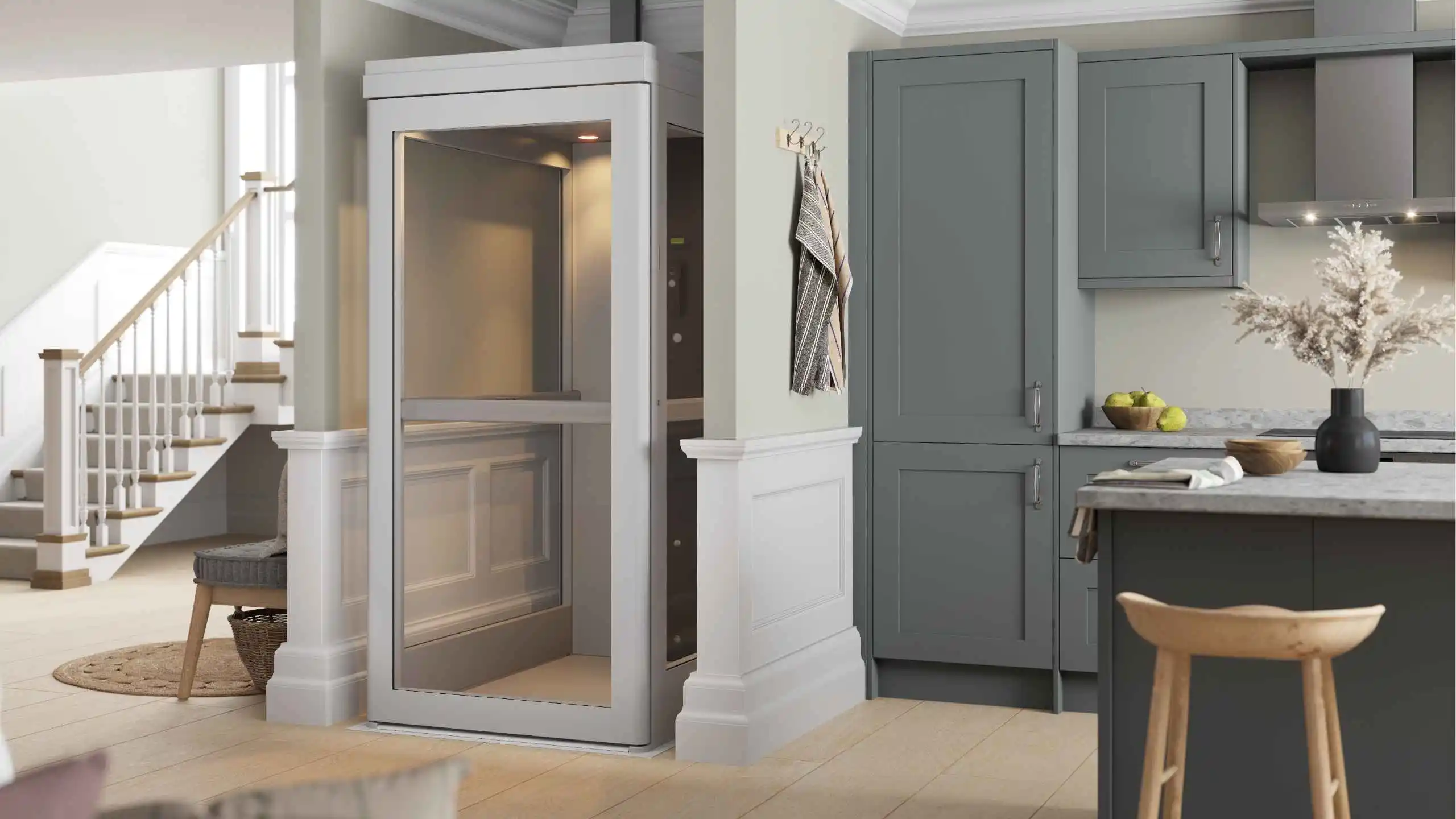 a glass door in a kitchen
