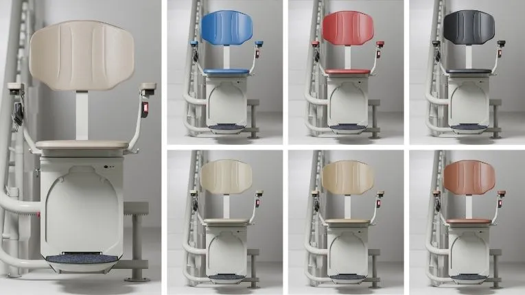Colores del asiento del salvaescaleras curvo Bruno Eliva