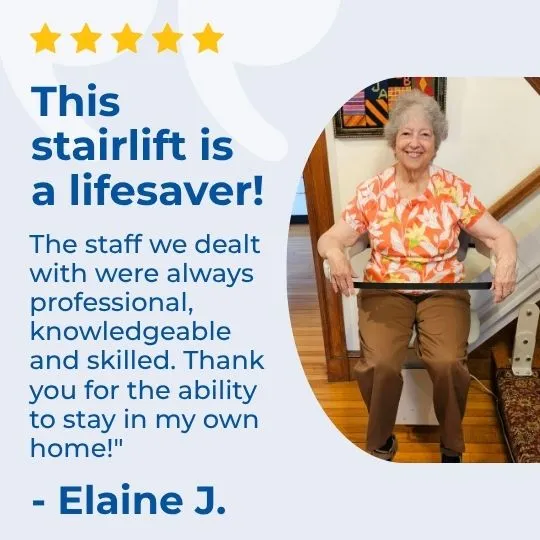an older woman sitting on a staircase